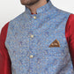 Jompers Men's Blue Woven Jacquard Nehru Jacket ( JOWC 4020Blue )