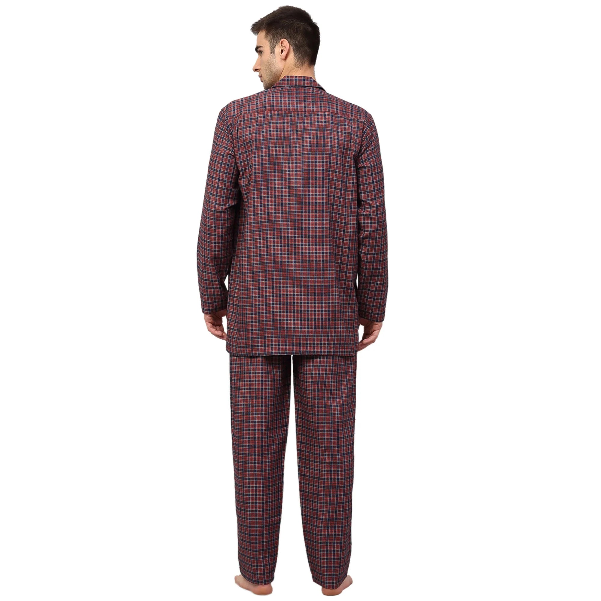Jainish Men's Maroon Checked Night Suits ( GNS 001Maroon )