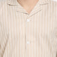 Jainish Men's Cream Cotton Striped Night Suits ( GNS 002Cream )