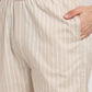 Jainish Men's Cream Cotton Striped Night Suits ( GNS 002Cream )