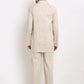 Jainish Men's Cream Cotton Striped Night Suits ( GNS 002Cream )