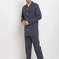 Jainish Men's Navy Cotton Striped Night Suits ( GNS 002Navy )