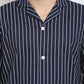 Jainish Men's Navy Cotton Striped Night Suits ( GNS 002Navy )