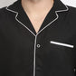 Jainish Men's Black Cotton Solid Night Suits ( GNS 003Black )