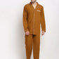 Jainish Men's Mustard Cotton Solid Night Suits ( GNS 003Mustard )
