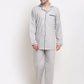 Jainish Men's Steel-Grey Cotton Solid Night Suits ( GNS 003Steel-Grey )