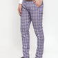 Jainish Men's Blue Checked Formal Trousers ( GP 254Light-Blue )