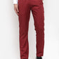 Jainish Men's Red Cotton Striped Formal Trousers ( FGP 255Maroon )