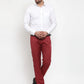 Jainish Men's Red Cotton Striped Formal Trousers ( FGP 255Maroon )