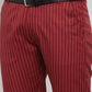 Jainish Men's Red Cotton Striped Formal Trousers ( FGP 255Maroon )