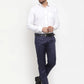 Jainish Men's Blue Cotton Striped Formal Trousers ( FGP 255Navy-Blue )