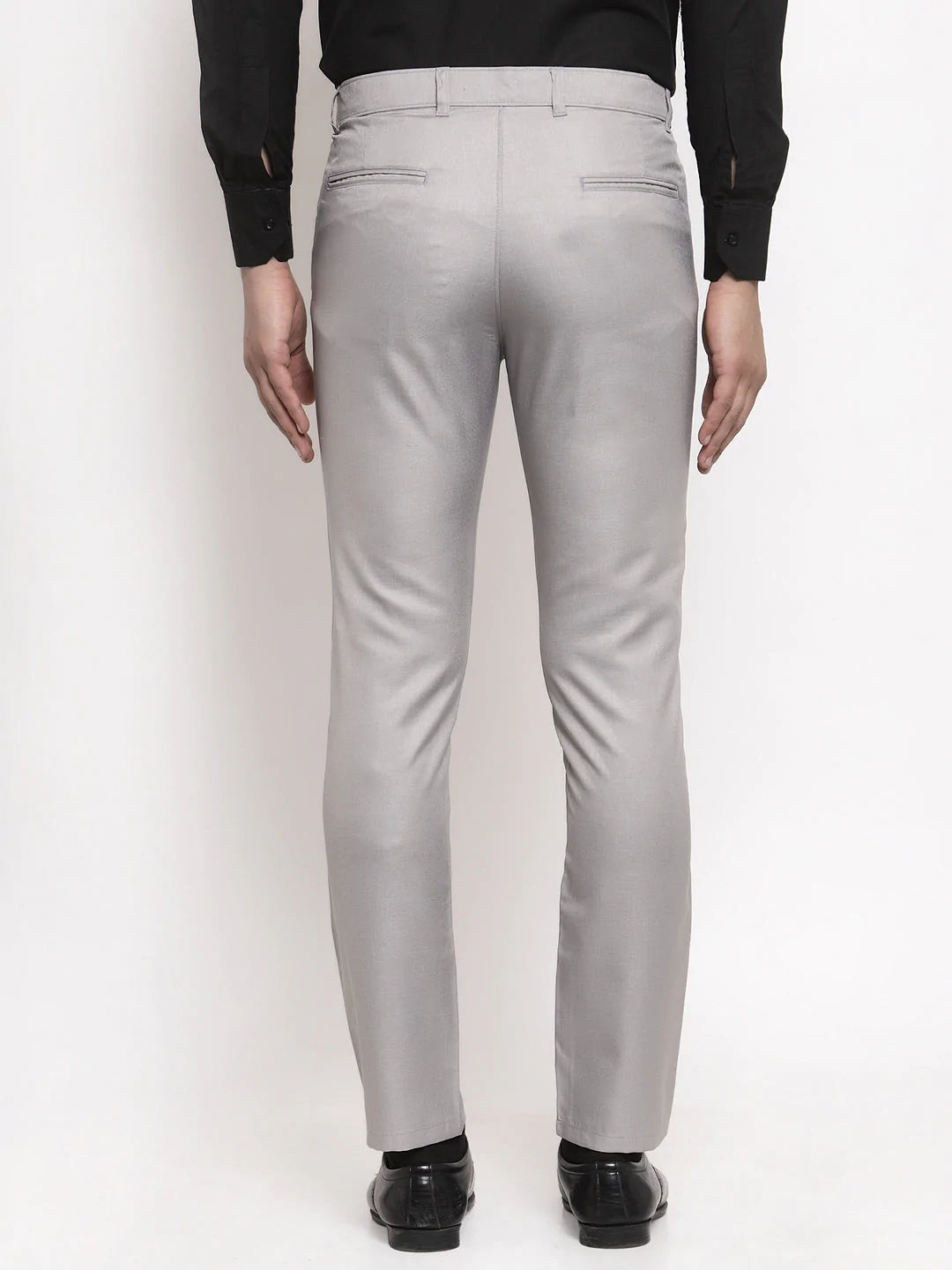 Jainish Men's Grey Cotton Solid Formal Trousers ( FGP 258Light-Grey )