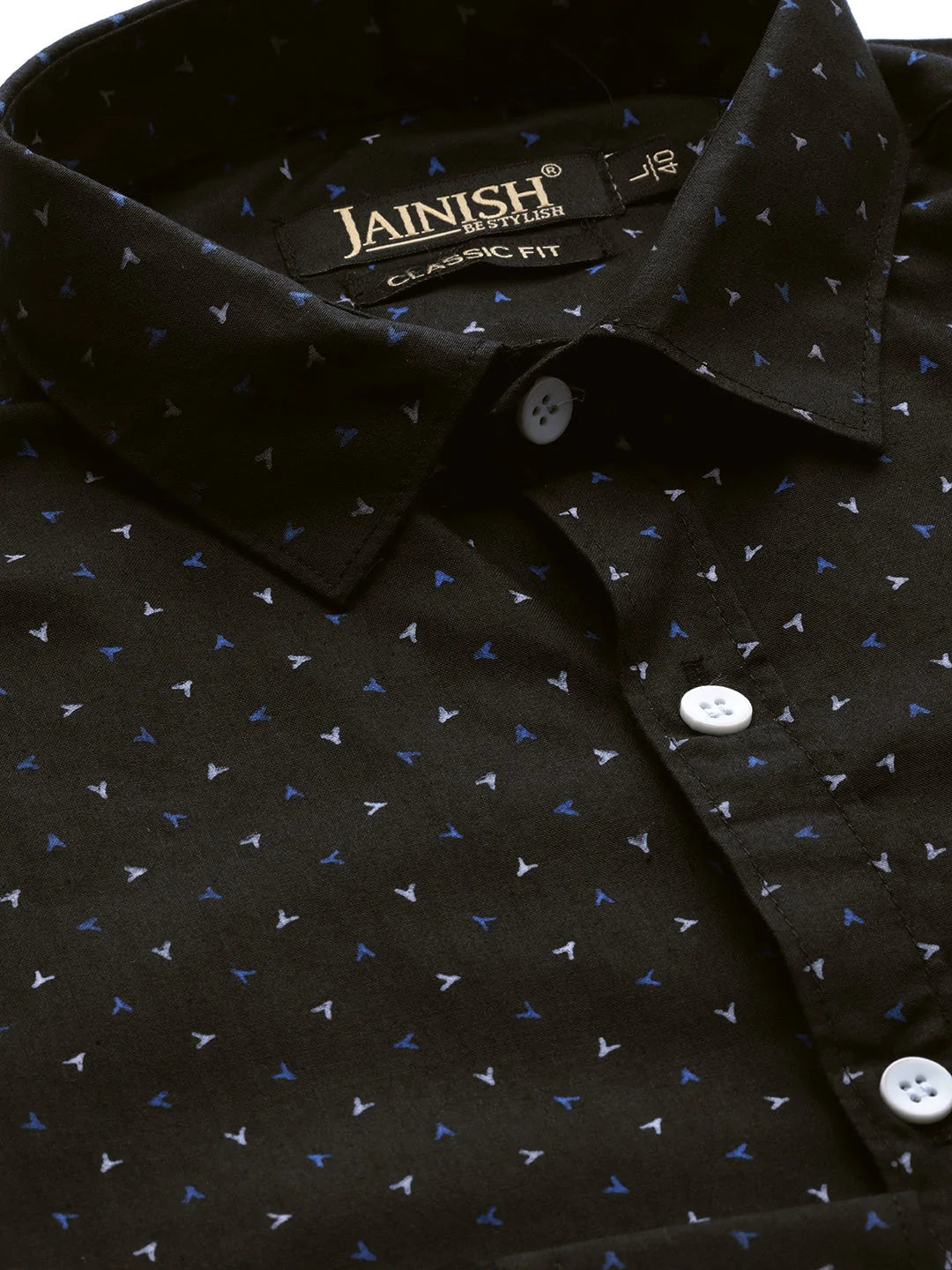 Jainish Black Men's Cotton Printed Formal Shirts ( SF 716Black )