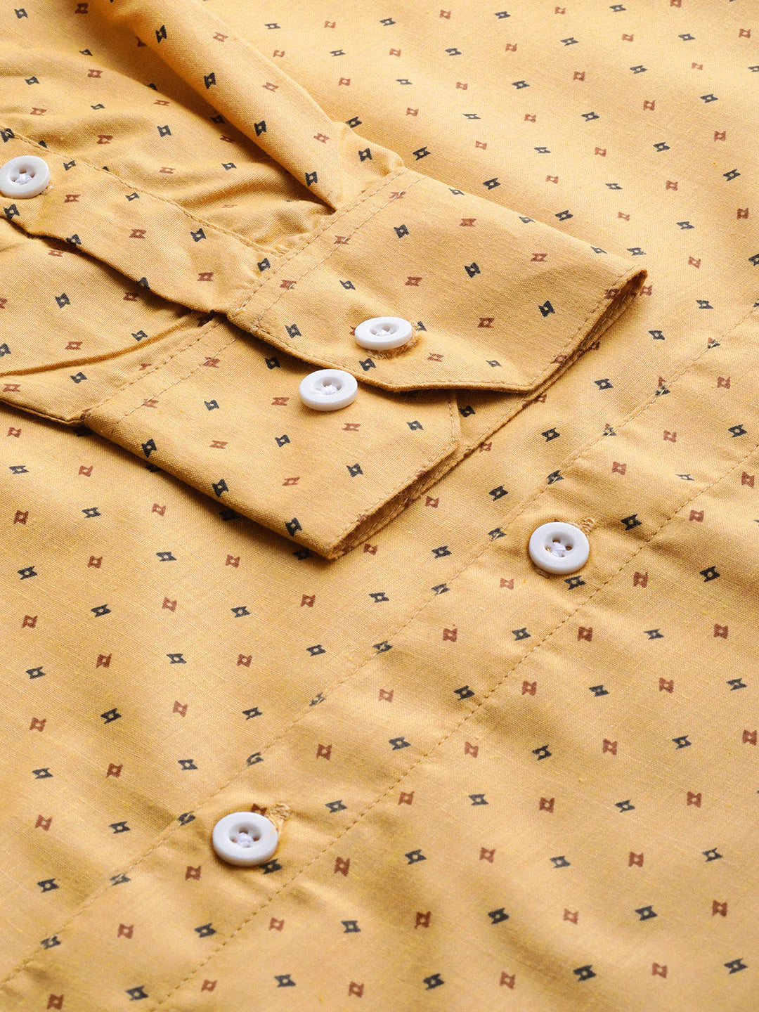 Jainish Yellow Men's Cotton Printed Formal Shirts ( SF 716Mustard )