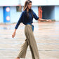 Jompers Women Olive Green & Black Striped Straight Palazzos ( JOPL 2122 Olive)