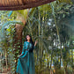 Jompers Women Green & White Yoke Design A-Line Kurta ( JOK 1299 Teal )