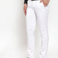 Jainish Men's White Tapered Fit Formal Trousers