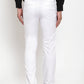 Jainish Men's White Tapered Fit Formal Trousers