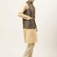 Jompers Men's Golden Dupion Silk Kurta with Churidar & Nehru Jacket ( JOKPWC G-D 4026Blue )