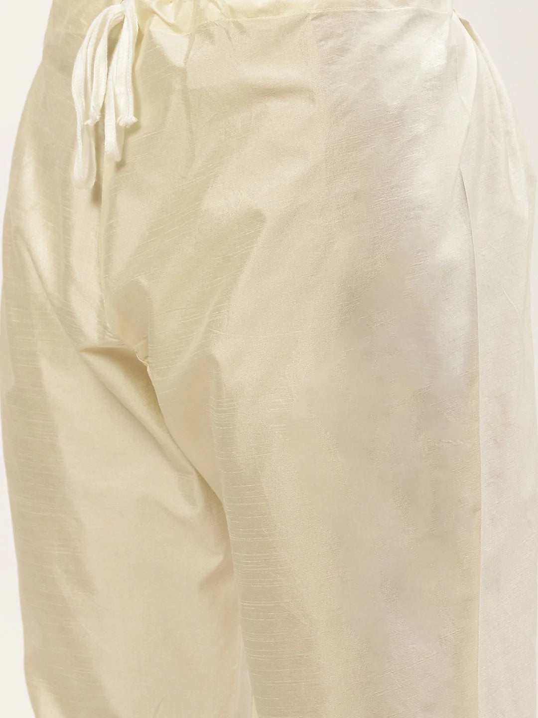 Jompers Men's Solid Dupion Kurta Pajama with Printed Nehru Jacket ( JOKPWC M-D 4014White )