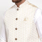 Jompers Men's Solid Dupion Kurta Pajama with Embroidered Nehru Jacket ( JOKPWC OW-D 4012Beige )