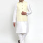 Jompers Men's Solid Dupion Kurta Pajama with Embroidered Nehru Jacket ( JOKPWC OW-D 4012Yellow )