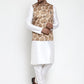 Jompers Men's Solid Dupion Kurta Pajama with Printed Nehru Jacket ( JOKPWC OW-D 4014Brown )