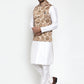 Jompers Men's Solid Dupion Kurta Pajama with Printed Nehru Jacket ( JOKPWC OW-D 4014Brown )