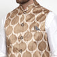 Jompers Men's Solid Dupion Kurta Pajama with Printed Nehru Jacket ( JOKPWC OW-D 4014Brown )