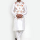 Jompers Men's Solid Dupion Kurta Pajama with Printed Nehru Jacket ( JOKPWC OW-D 4014White )