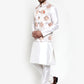 Jompers Men's Solid Dupion Kurta Pajama with Printed Nehru Jacket ( JOKPWC OW-D 4014White )