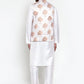 Jompers Men's Solid Dupion Kurta Pajama with Printed Nehru Jacket ( JOKPWC OW-D 4014White )