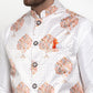 Jompers Men's Solid Dupion Kurta Pajama with Printed Nehru Jacket ( JOKPWC OW-D 4014White )