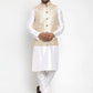 Jompers Men's Solid Dupion Kurta Pajama with Embroidered Nehru Jacket ( JOKPWC OW-D 4015Cream )