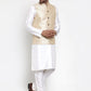 Jompers Men's Solid Dupion Kurta Pajama with Embroidered Nehru Jacket ( JOKPWC OW-D 4015Cream )