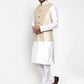 Jompers Men's Solid Dupion Kurta Pajama with Embroidered Nehru Jacket ( JOKPWC OW-D 4015Cream )