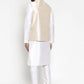 Jompers Men's Solid Dupion Kurta Pajama with Embroidered Nehru Jacket ( JOKPWC OW-D 4015Cream )