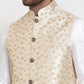 Jompers Men's Solid Dupion Kurta Pajama with Embroidered Nehru Jacket ( JOKPWC OW-D 4015Cream )