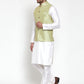 Jompers Men's Solid Dupion Kurta Pajama with Embroidered Nehru Jacket ( JOKPWC OW-D 4015Green )