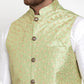 Jompers Men's Solid Dupion Kurta Pajama with Embroidered Nehru Jacket ( JOKPWC OW-D 4015Green )
