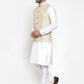 Jompers Men's Solid Dupion Kurta Pajama with Embroidered Nehru Jacket ( JOKPWC OW-D 4016Cream )