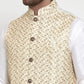 Jompers Men's Solid Dupion Kurta Pajama with Embroidered Nehru Jacket ( JOKPWC OW-D 4016Cream )