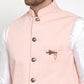 Jompers Men's Solid Dupion Kurta Pajama with Woven Nehru Jacket ( JOKPWC OW-D 4019 Peach )