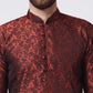 Men Maroon & Black Woven Design Kurta with Churidar