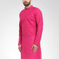 Men Pink & White Solid Kurta Only ( KO 532 Pink )