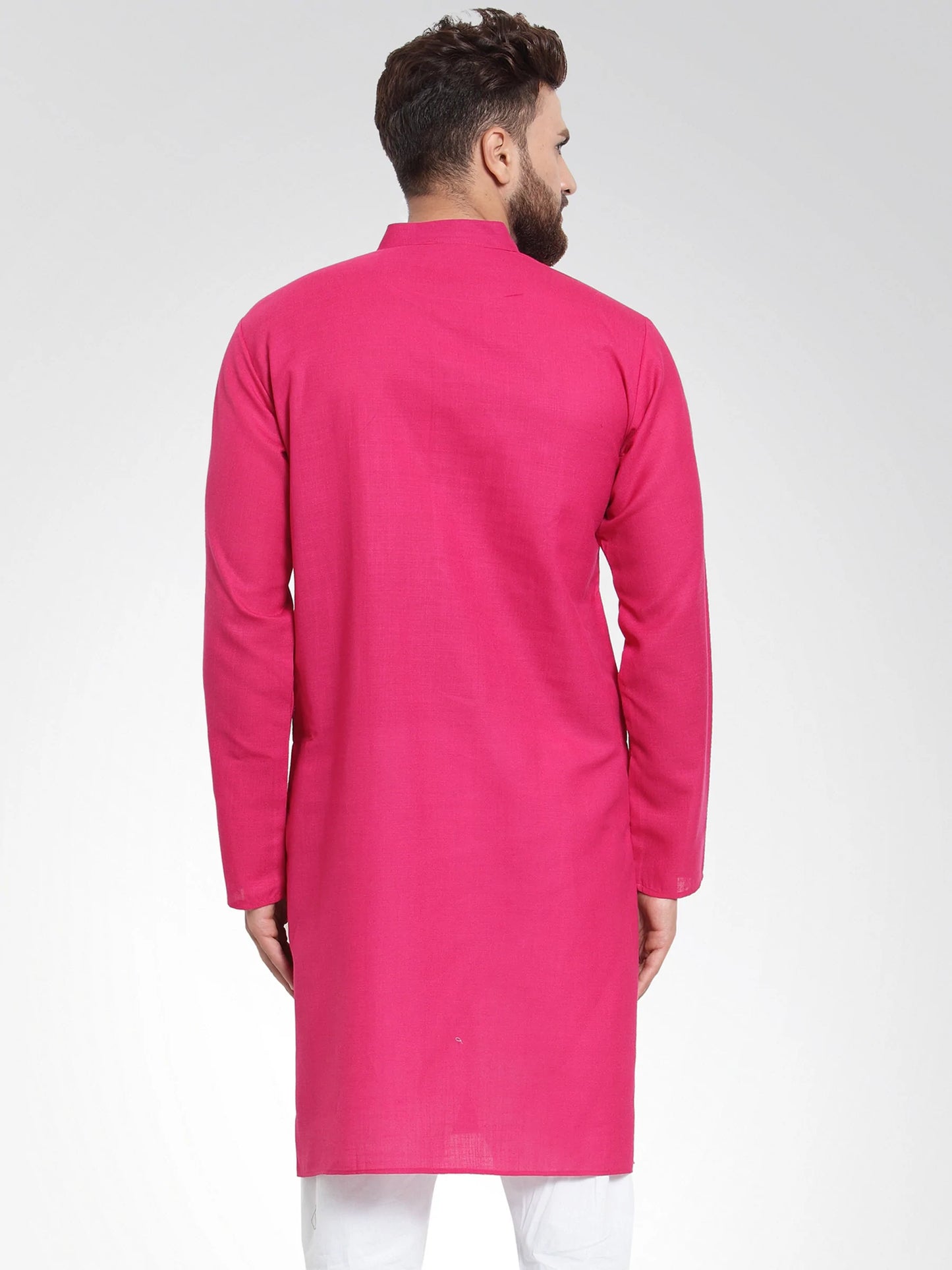 Men Pink & White Solid Kurta Only ( KO 532 Pink )
