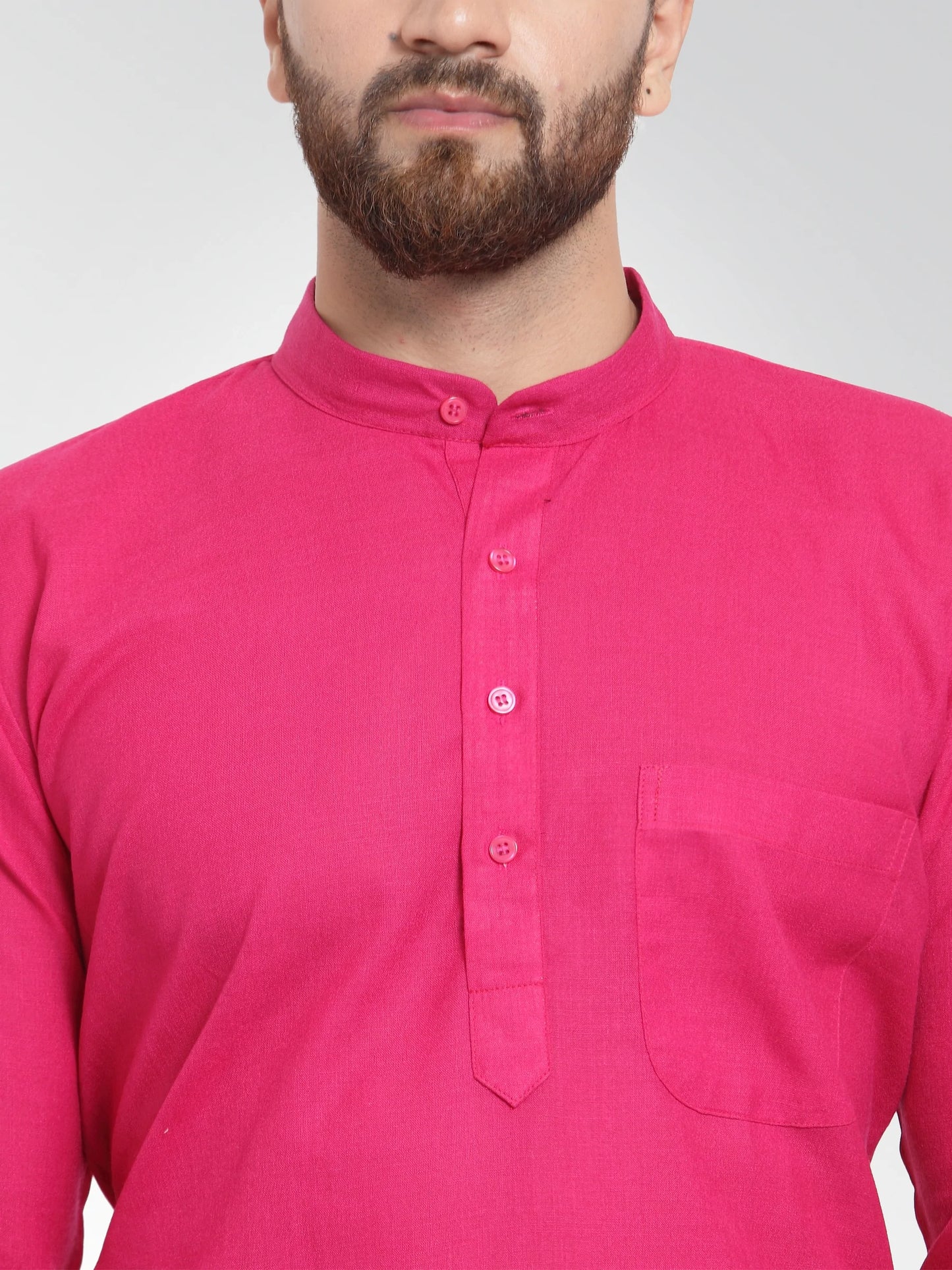 Men Pink & White Solid Kurta Only ( KO 532 Pink )