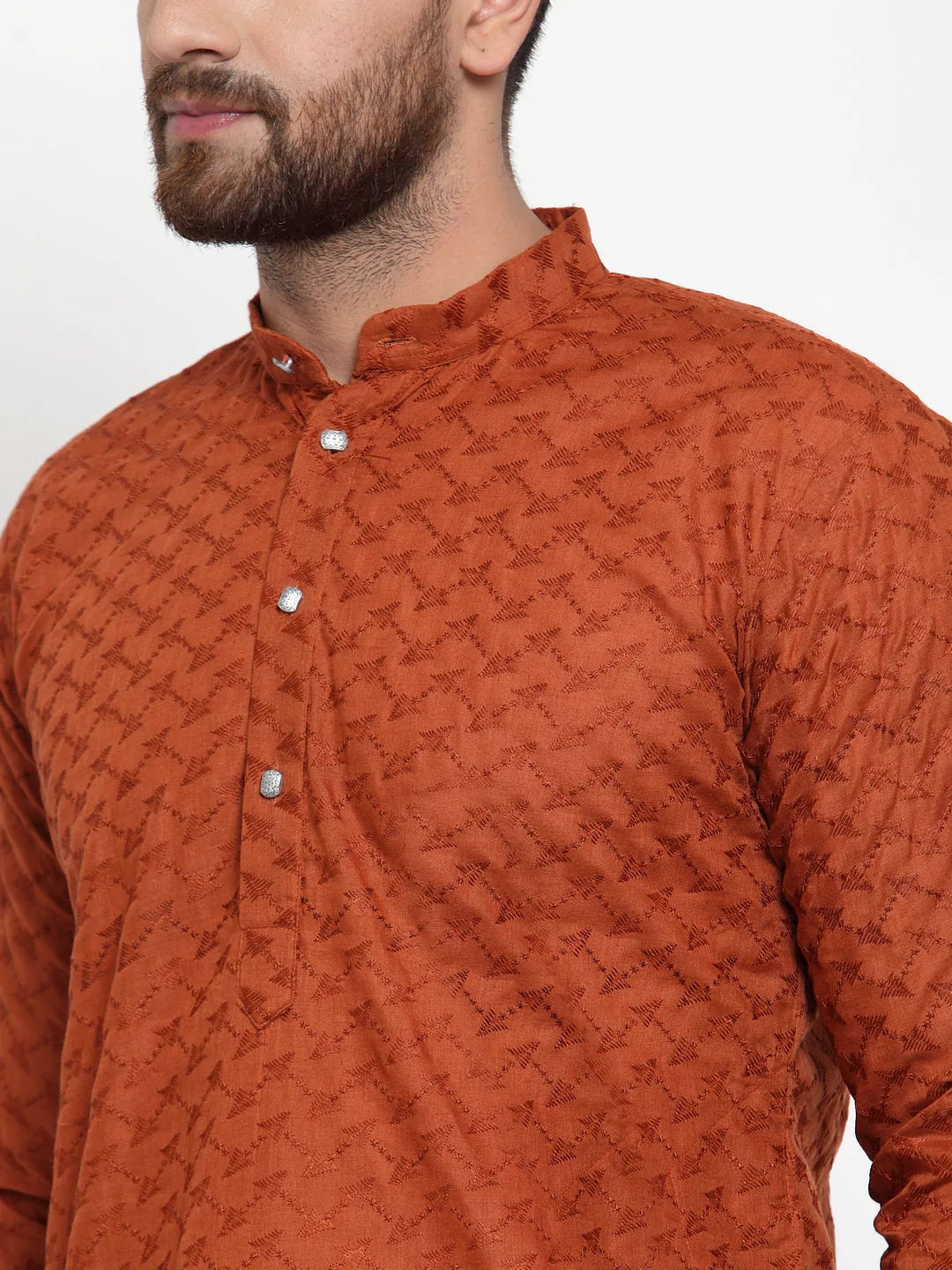 Jompers Men Brown Chikan Kurta with Churidar ( JOKP 561 Brown )