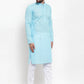 Jompers Men Sky Blue Chikan Kurta Only ( KO 561 Sky )