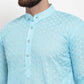 Jompers Men Sky Blue Chikan Kurta Only ( KO 561 Sky )